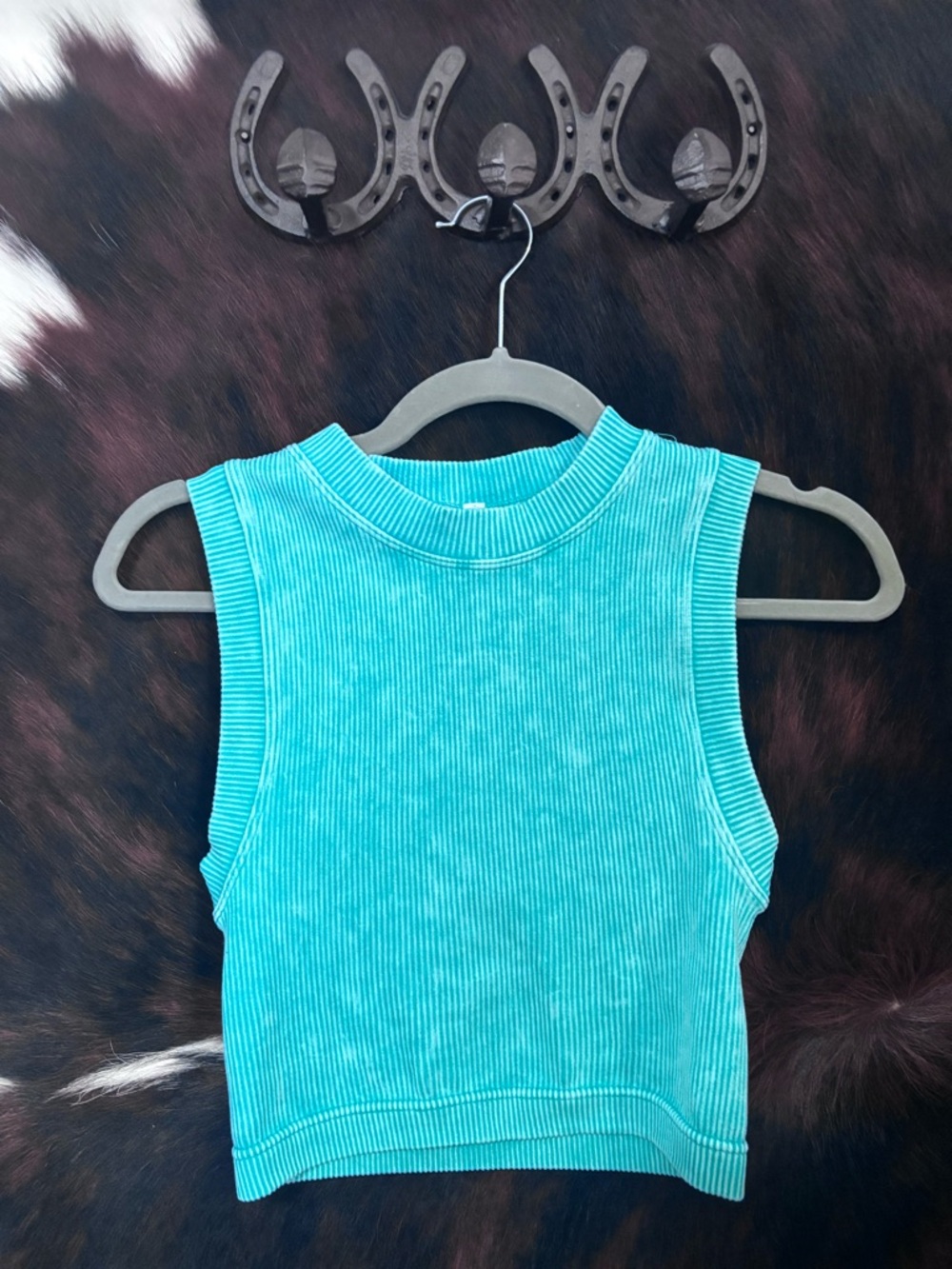 Zenana Ribbed Sleeveless Tank Top - Teal (L/XL)
